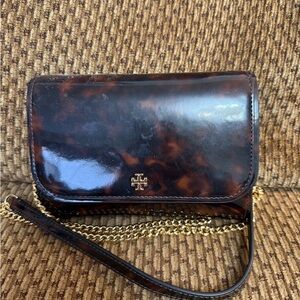 Tory Burch Brown Tortoise Crossbody with Gold Chain
